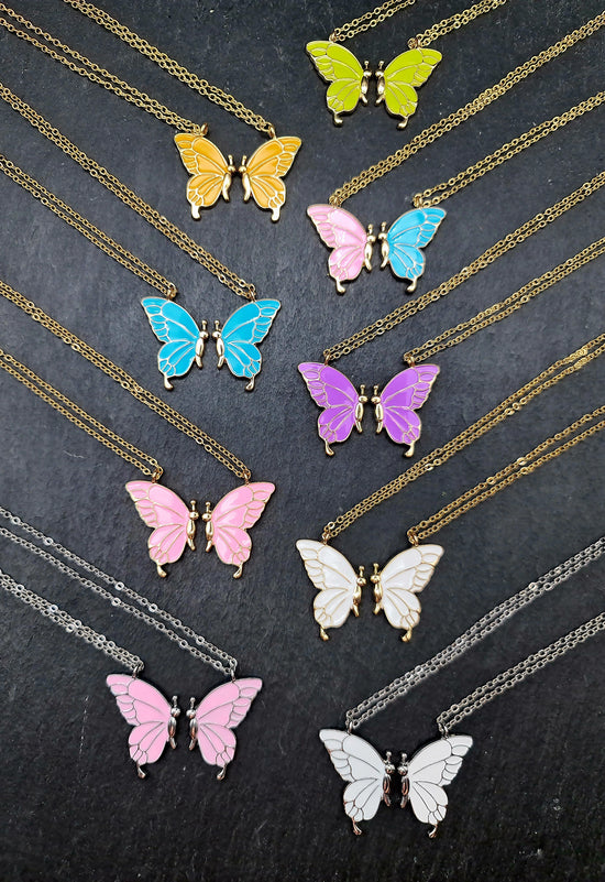 Schmetterlingskette XL, Ketten Duo, 2 Schmetterlingsflügel, Freundschaftsketten für Beste Freunde, mehrlagige Halskette, BFF Geschenk