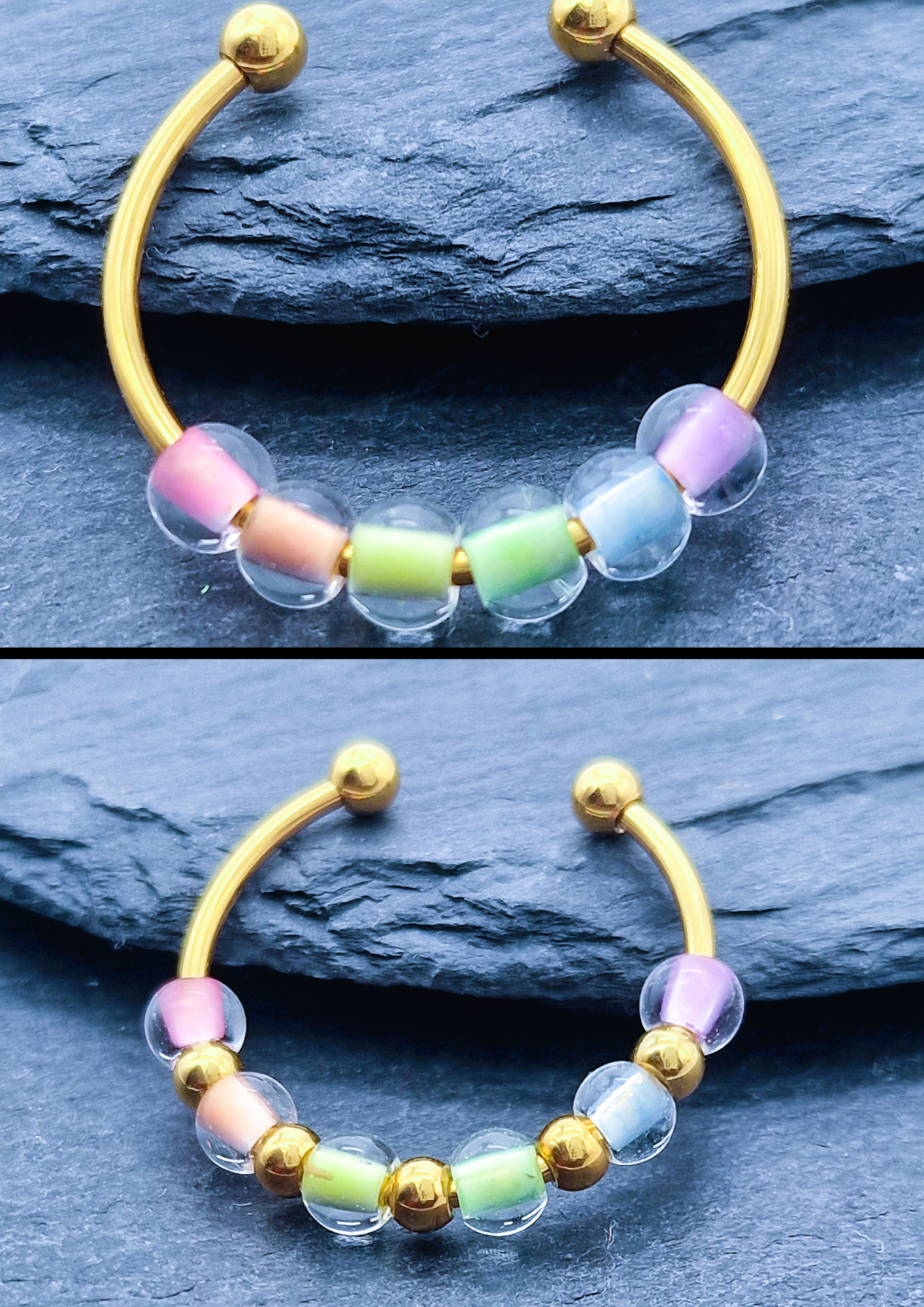 Anti-Stress-Ring "Rainbow" • LGBTQ Pride Ring • Regenbogen Ring • Verstellbarer Anxiety Ring • Farbenfroher Ring mit Glasperlen • Pride Month