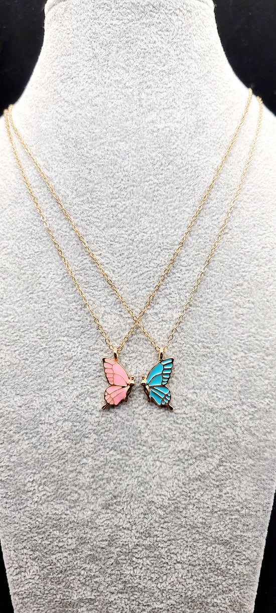 Schmetterlingskette, Ketten Duo, 2 Schmetterlingsflügel, Freundschaftsketten für Beste Freunde, mehrlagige Halskette, BFF Geschenk