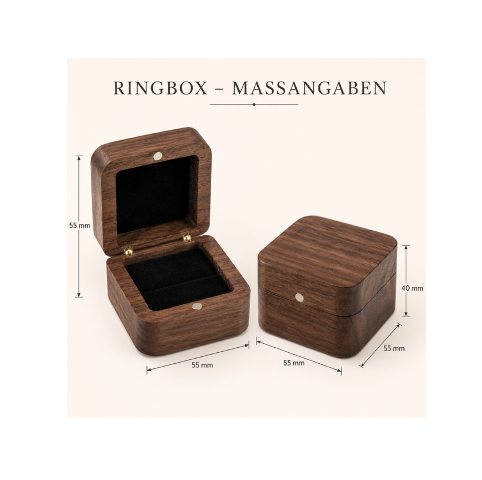 Premium Holz-Schmuckbox – Geschenkverpackung mit Gravur, Ringbox oder Kettenbox, personalisierte Schmuckbox