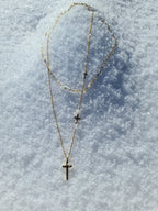 Layered Necklace with 3 Crosses • Crucifix Necklace • First Communion Gift • Double Chain with Cross Pendants