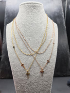 Layered Necklace with 3 Crosses • Crucifix Necklace • First Communion Gift • Double Chain with Cross Pendants