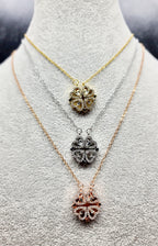 Pendentif trèfle à quatre feuilles • Pendentif cœur magnétique • Collier • Porte-bonheur 2 en 1