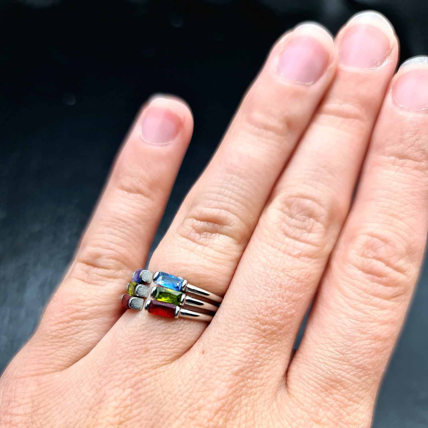 Duo Baguette Geburtsstein Ring • Edelstein Ring • Beste Freundin Geschenk • Jubiläumsgeschenk für Sie