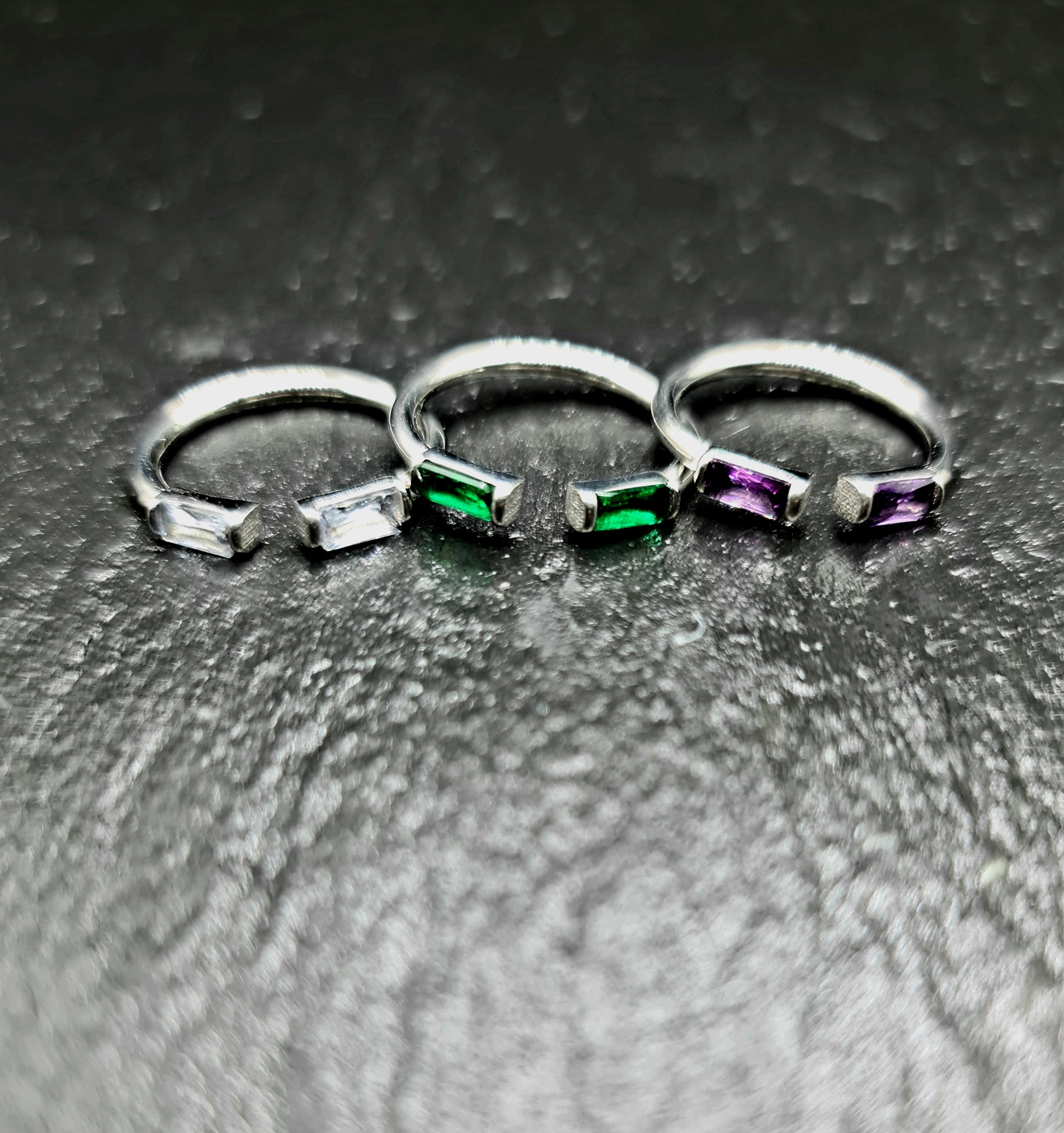 Duo Baguette Geburtsstein Ring • Edelstein Ring • Minimalistischer Stapelring • Schmuck Geschenk • Geburtsstein • JoJos Presents
