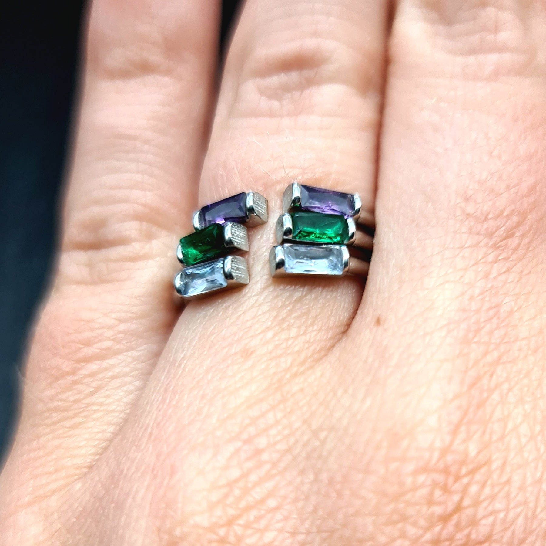 Duo Baguette Geburtsstein Ring • Edelstein Ring • Minimalistischer Stapelring • Schmuck Geschenk • Geburtsstein • JoJos Presents