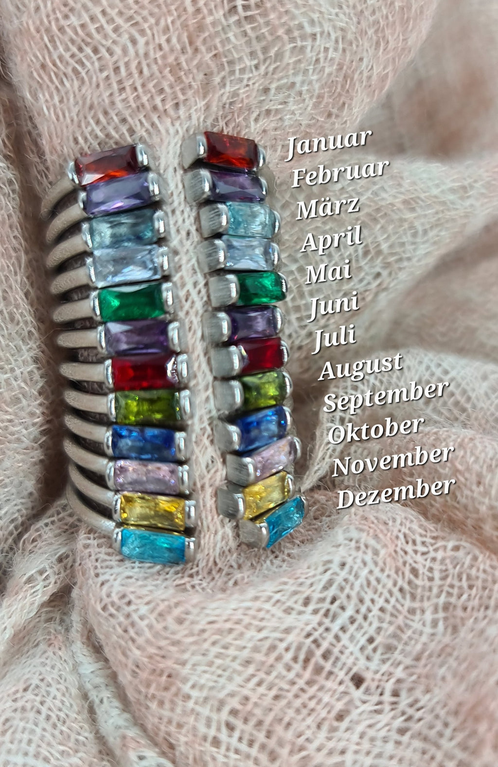 Duo Baguette Geburtsstein Ring • Edelstein Ring • Minimalistischer Stapelring • Schmuck Geschenk • Geburtsstein • JoJos Presents
