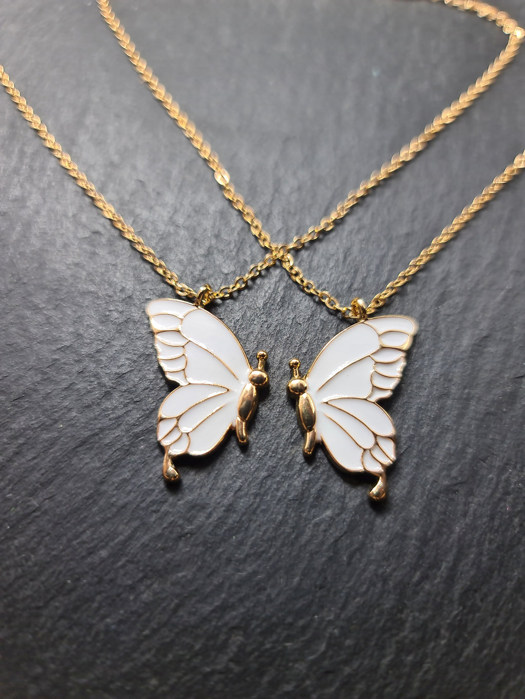 Butterfly Necklace XL, Necklace Duo, 2 Butterfly Wings, Friendship Necklaces for Best Friends, Layered Necklace, BFF Gift