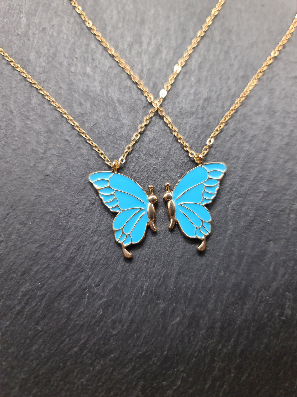 Butterfly Necklace XL, Necklace Duo, 2 Butterfly Wings, Friendship Necklaces for Best Friends, Layered Necklace, BFF Gift