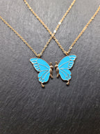 Butterfly Necklace XL, Necklace Duo, 2 Butterfly Wings, Friendship Necklaces for Best Friends, Layered Necklace, BFF Gift