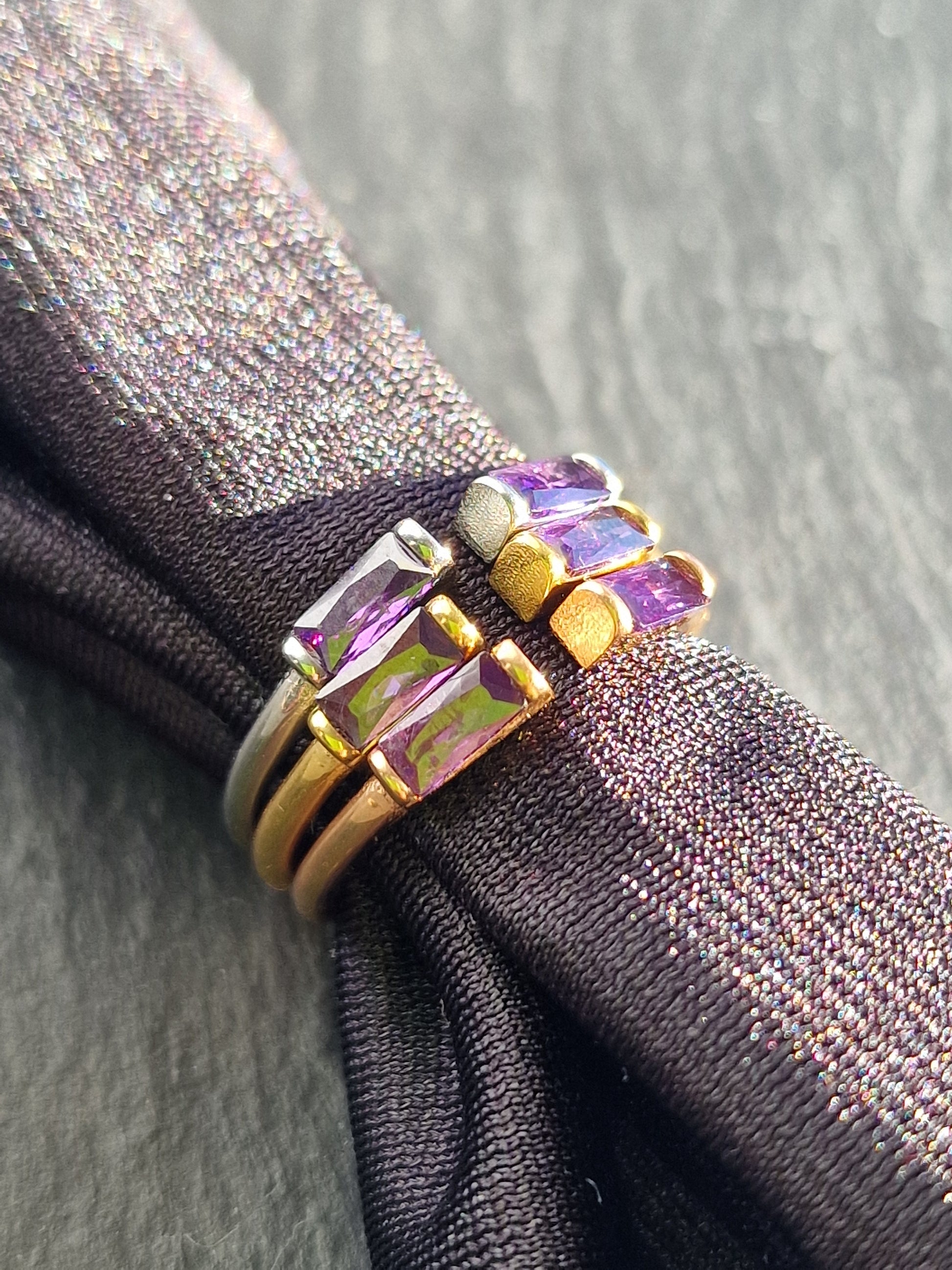 Duo Baguette Geburtsstein Ring • Edelstein Ring • Minimalistischer Stapelring • Schmuck Geschenk • Geburtsstein • JoJos Presents