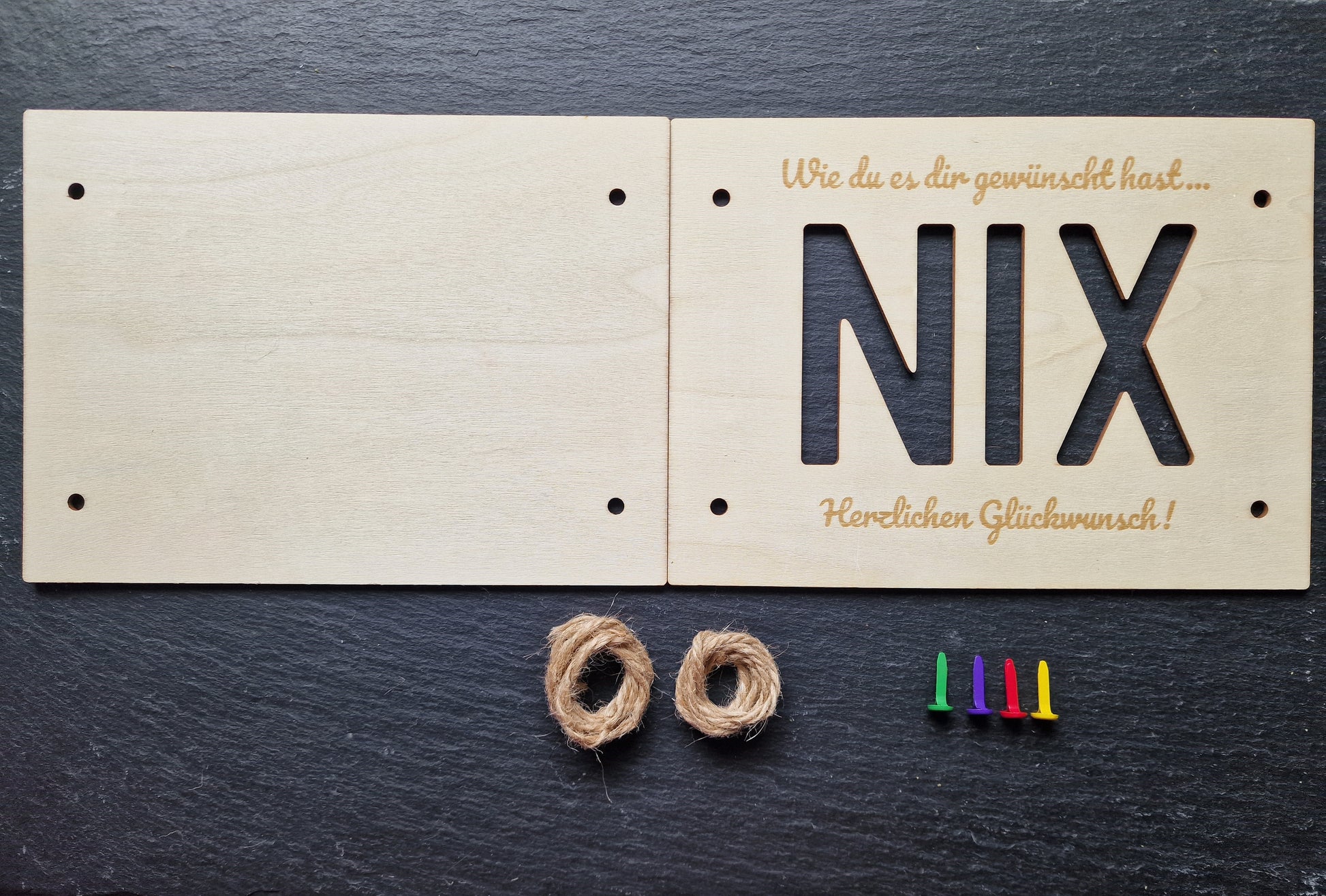 Geldgeschenk Holzschild NIX I Wunscherfüller l Geburtstag | Taufe l Hochzeit Kommunion Abitur l Nichts Geschenkkarte Holz Geschenkverpackung