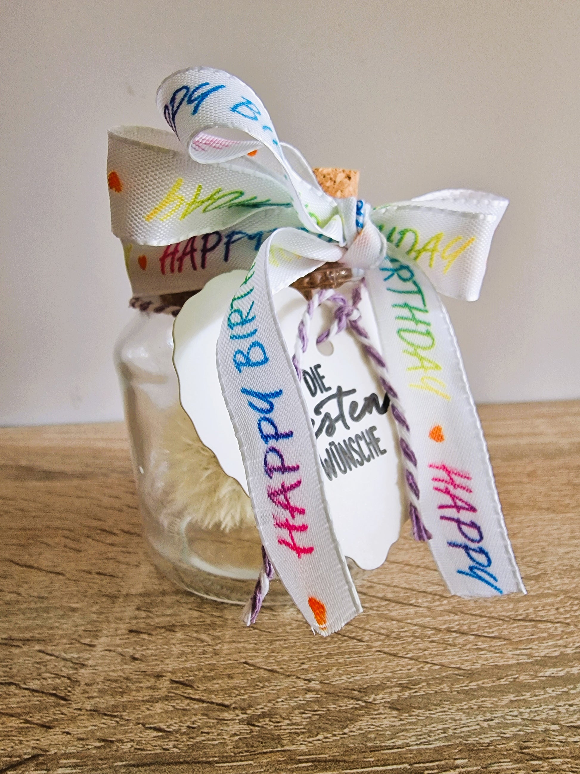 Wunsch im Glas mit echter Pusteblume | Geschenk für Freundin, Mama, Kollegin, Lehrerin | Wunscherfüller | Opt. mit Lichterkette I Abschied