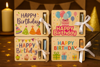 Happy Birthday Geldgeschenk aus Holz – Bunte Geburtstagskarte mit Geldscheinhalter | Kreative Geschenkidee zum Geburtstag