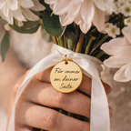 Breloque de bouquet avec écriture – personnalisable pour bouquet de mariée | Environ 22 mm | Argent/Or/Or rose