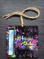 Geldgeschenk Happy Birthday aus Holz | Bunter Geschenkanhänger mit Geldscheinfach | Kreative Geburtstag Geschenkidee | Gutscheinhalter Geburtstag