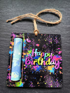 Geldgeschenk Happy Birthday aus Holz | Bunter Geschenkanhänger mit Geldscheinfach | Kreative Geburtstag Geschenkidee | Gutscheinhalter Geburtstag