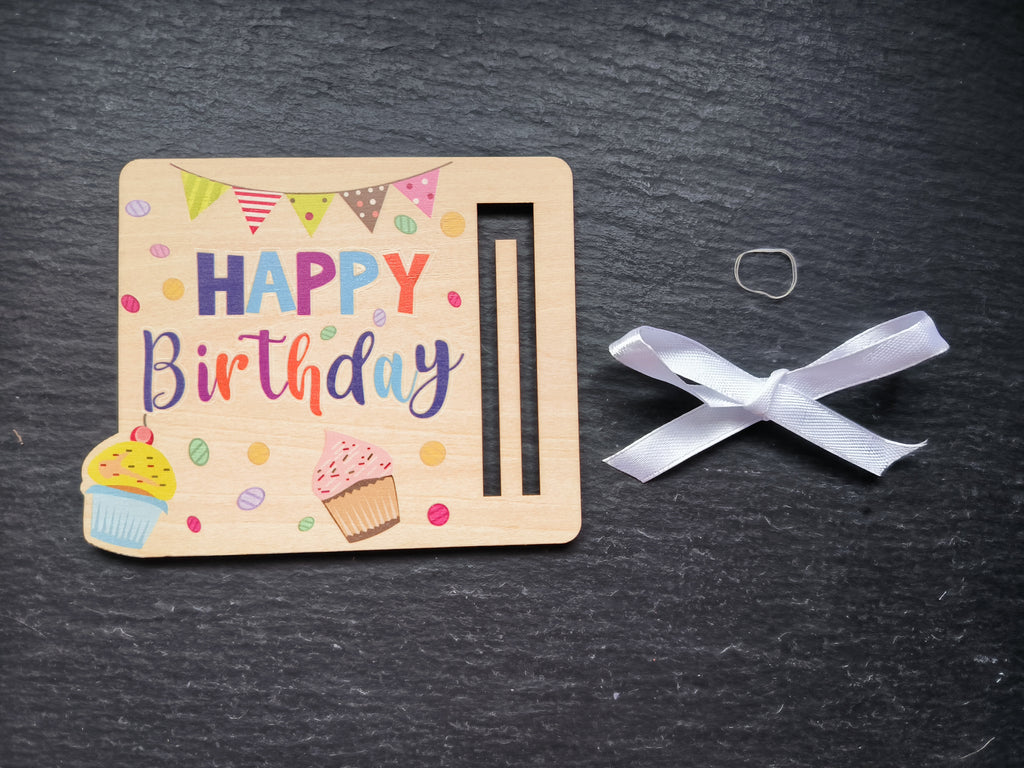 Happy Birthday Geldgeschenk aus Holz – Bunte Geburtstagskarte mit Geldscheinhalter | Kreative Geschenkidee zum Geburtstag