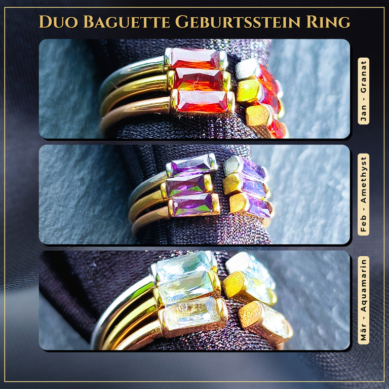 Duo Baguette Geburtsstein Ring • Edelstein Ring • Minimalistischer Stapelring • Schmuck Geschenk • Geburtsstein • JoJos Presents