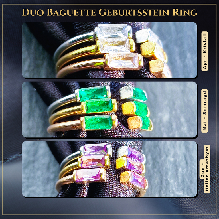 Duo Baguette Geburtsstein Ring • Edelstein Ring • Minimalistischer Stapelring • Schmuck Geschenk • Geburtsstein • JoJos Presents