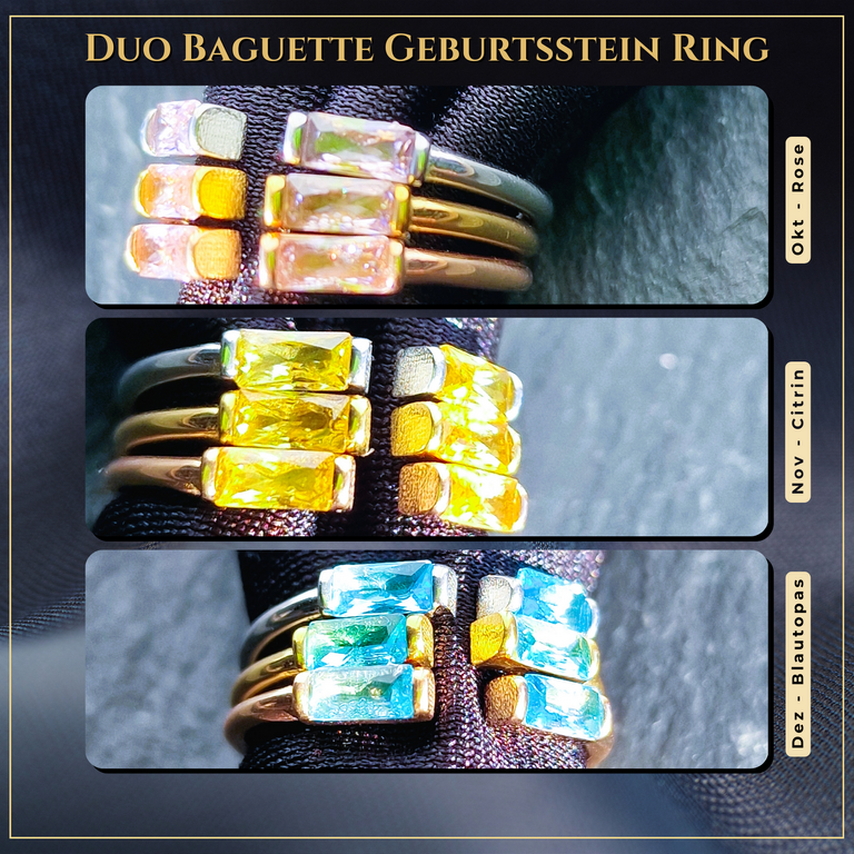 Duo Baguette Geburtsstein Ring • Edelstein Ring • Minimalistischer Stapelring • Schmuck Geschenk • Geburtsstein • JoJos Presents