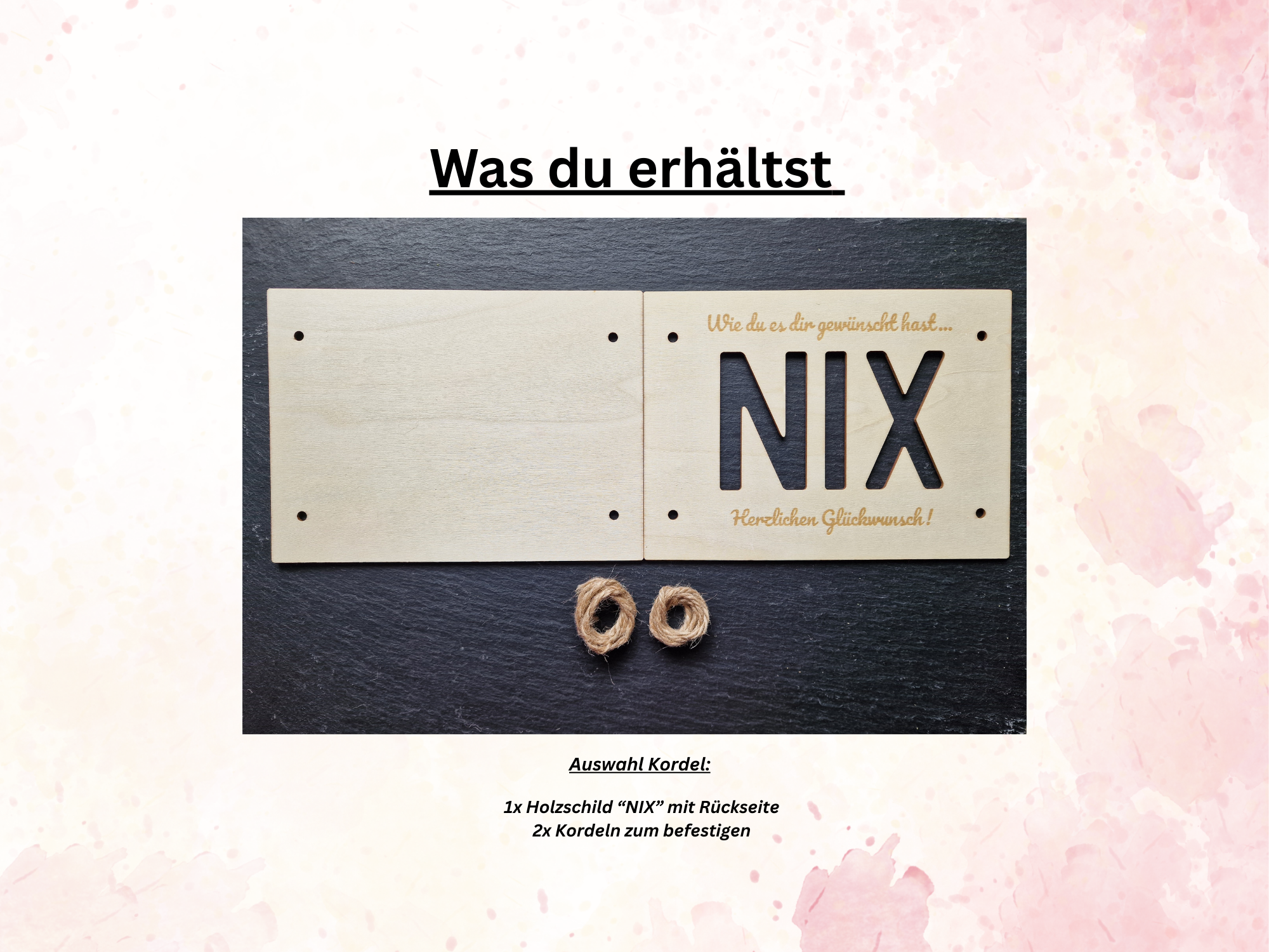 Geldgeschenk Holzschild NIX I Wunscherfüller l Geburtstag | Taufe l Hochzeit Kommunion Abitur l Nichts Geschenkkarte Holz Geschenkverpackung