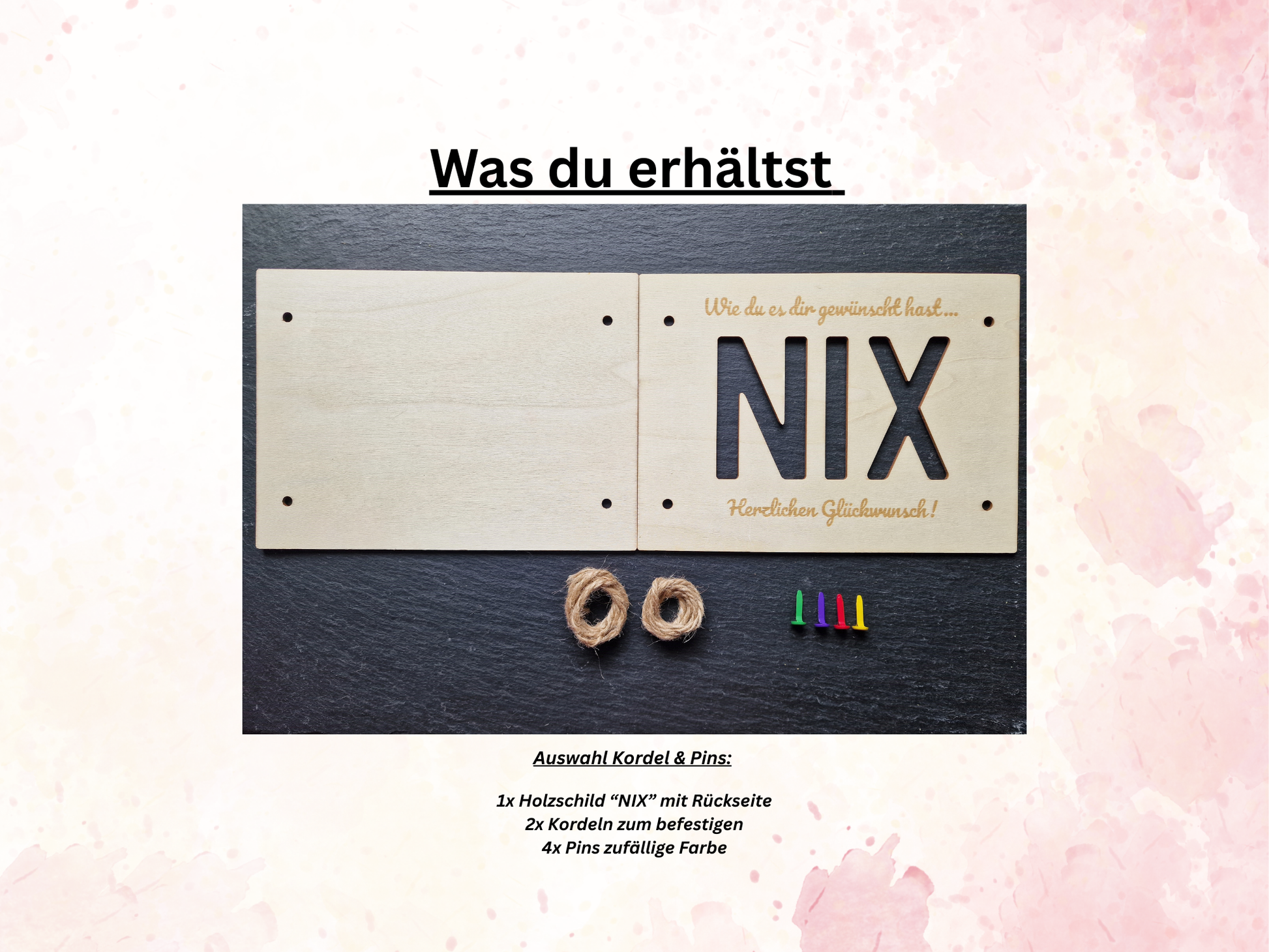 Geldgeschenk Holzschild NIX I Wunscherfüller l Geburtstag | Taufe l Hochzeit Kommunion Abitur l Nichts Geschenkkarte Holz Geschenkverpackung