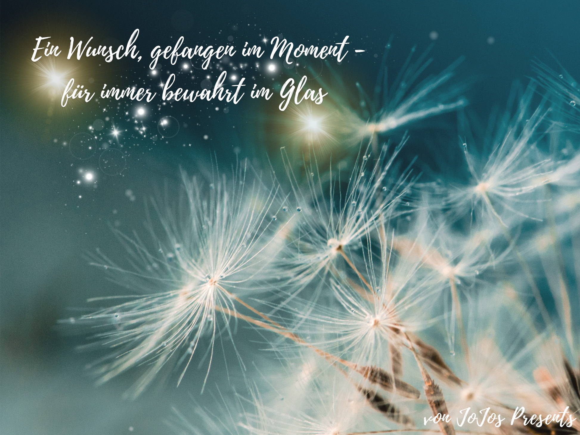 Wunsch im Glas mit echter Pusteblume | Geschenk für Freundin, Mama, Kollegin, Lehrerin | Wunscherfüller | Opt. mit Lichterkette I Abschied
