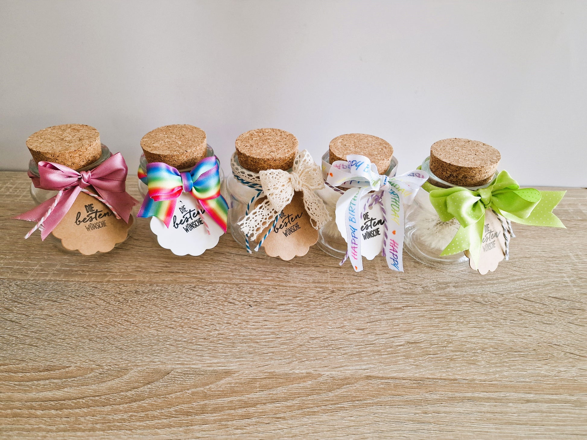 Wunsch im Glas mit echter Pusteblume | Geschenk für Freundin, Mama, Kollegin, Lehrerin | Wunscherfüller | Opt. mit Lichterkette I Abschied