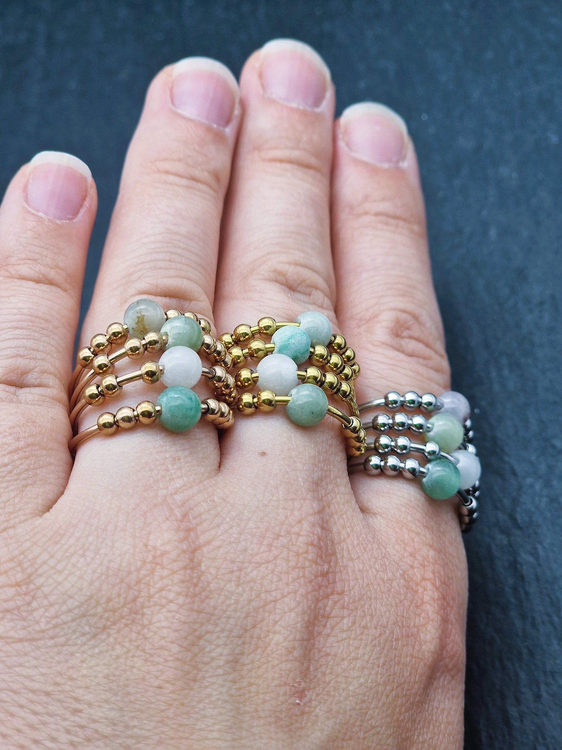 Anti-Stress-Ring „SOUL“ • Verstellbarer Fidget Ring Damen • Geschenkidee für Sie • Perlenring gegen Nervosität • Anxiety Ring