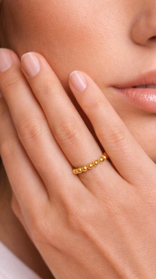 Anti Stress Ring zum Drehen – Fidget Ring mit drehbaren Kugeln, verstellbar anpassbar, Geschenk bei Unruhe zum Muttertag I Flow