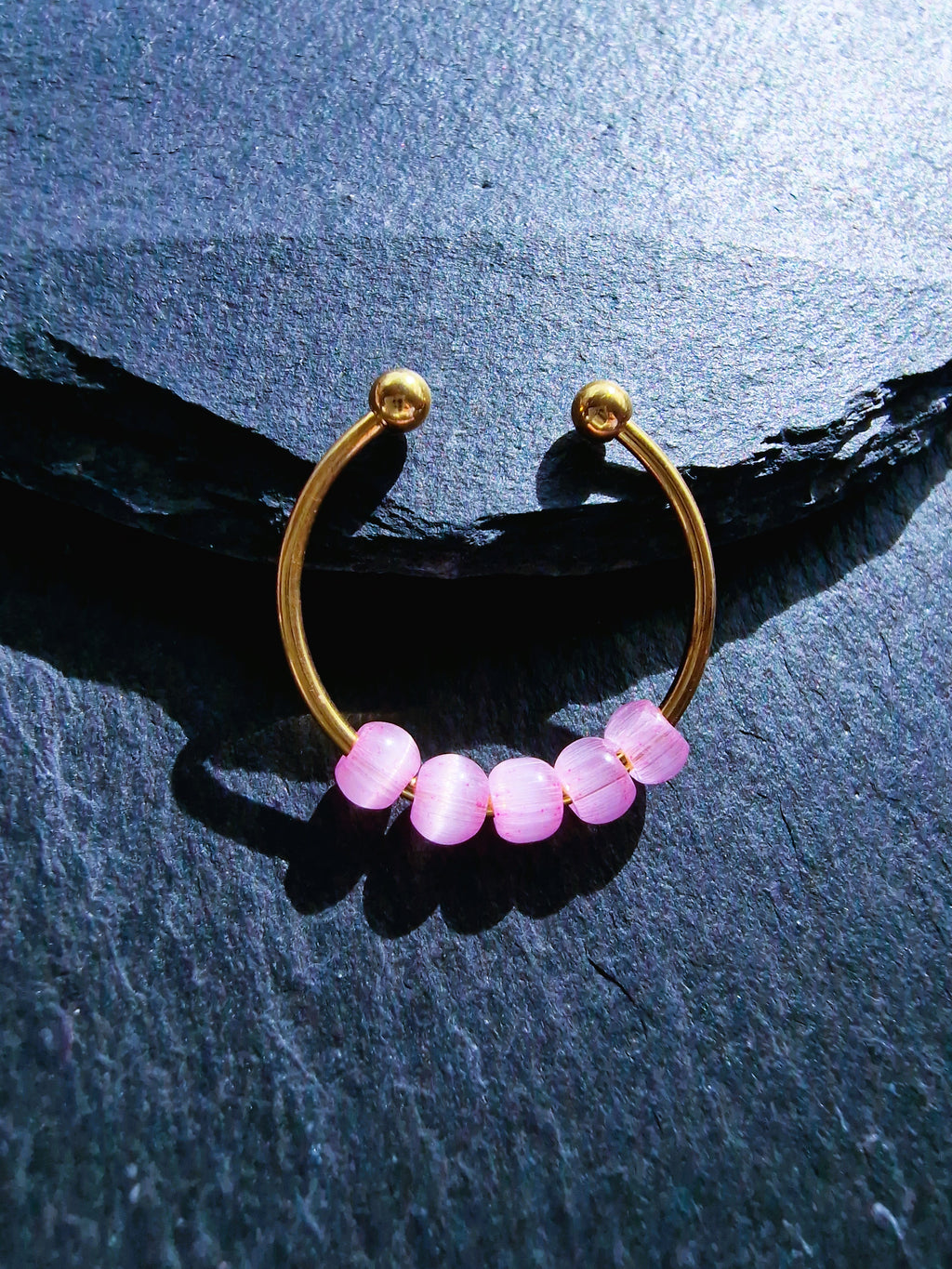 Anti-Stress-Ring „Rosalie“ • Drehbarer Fidget Ring aus Edelstahl in Gold, Silber & Roségold • Verstellbarer Ring mit rosa Perlen • Geschenk