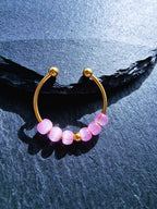 Anti-Stress Ring Rosalie • Rotatable Fidget Ring made of Stainless Steel in Gold, Silver & Rose Gold • Adjustable Ring with Pink Pearls • Gift