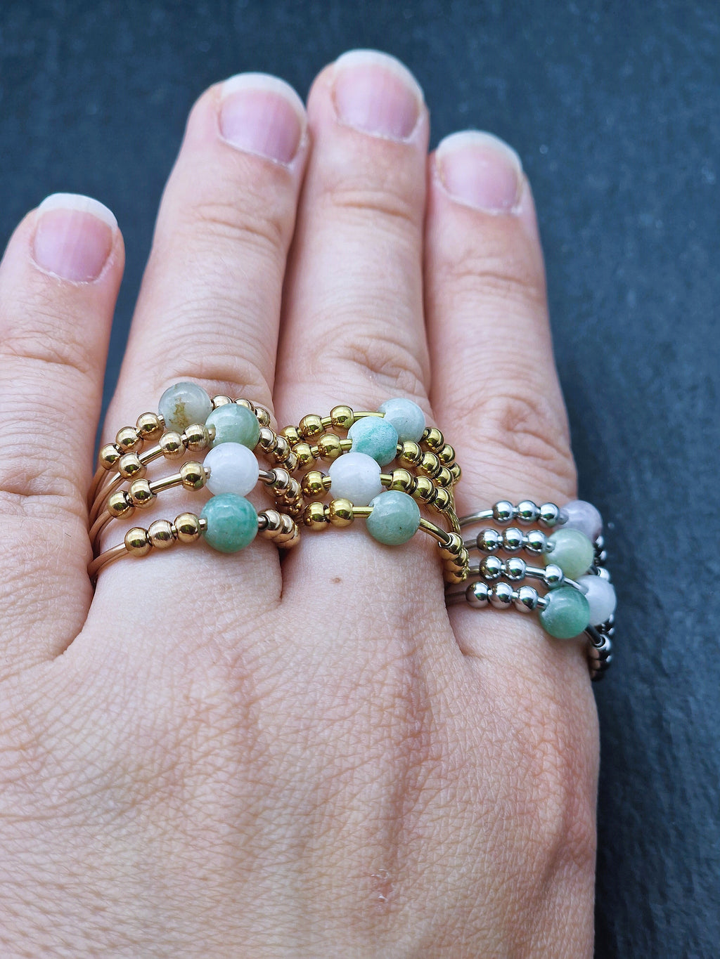 Spiritual Fidget Ring with Stone - Adjustable Stress Ring for Grounding & Inner Balance | Mother's Day Gift Idea | Soul