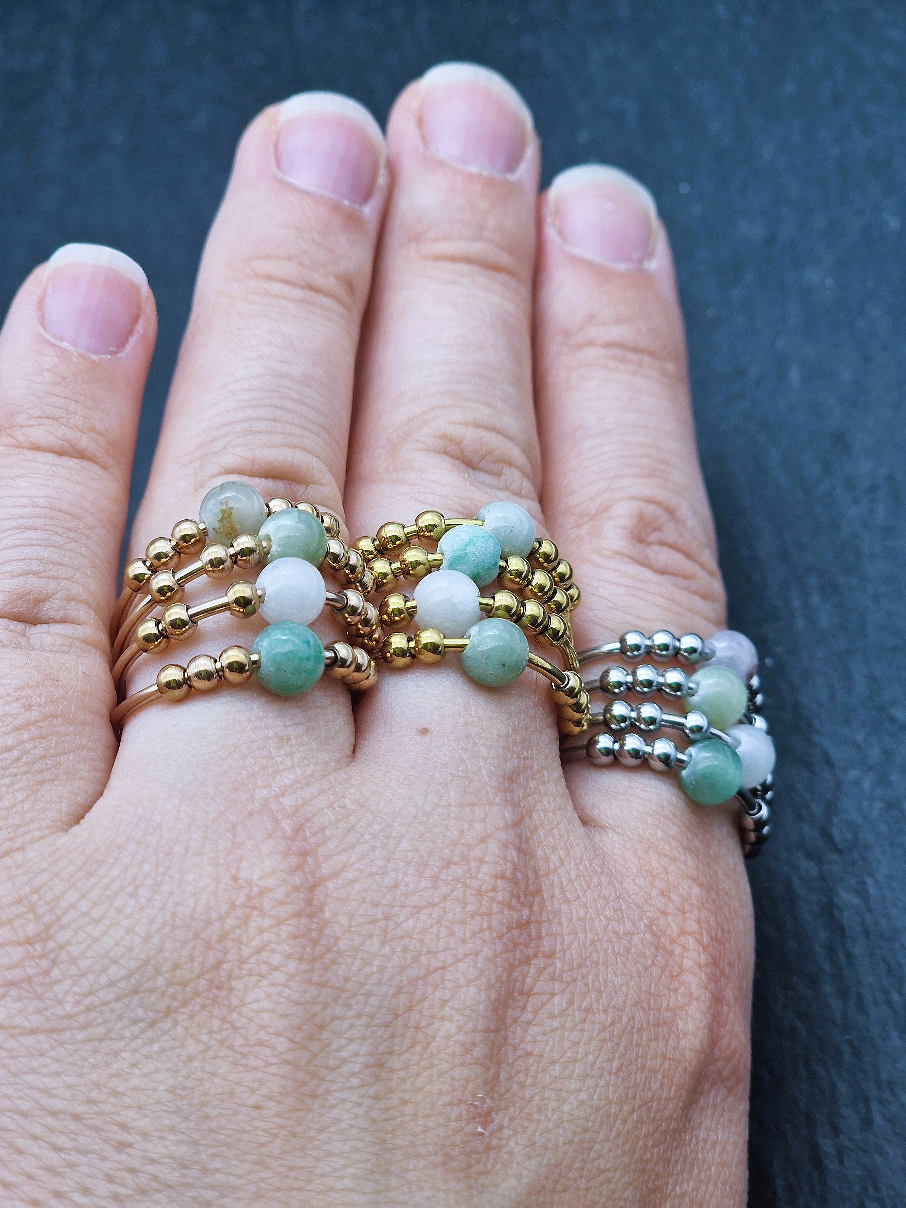 Spiritual Fidget Ring with Stone - Adjustable Stress Ring for Grounding & Inner Balance | Mother's Day Gift Idea | Soul