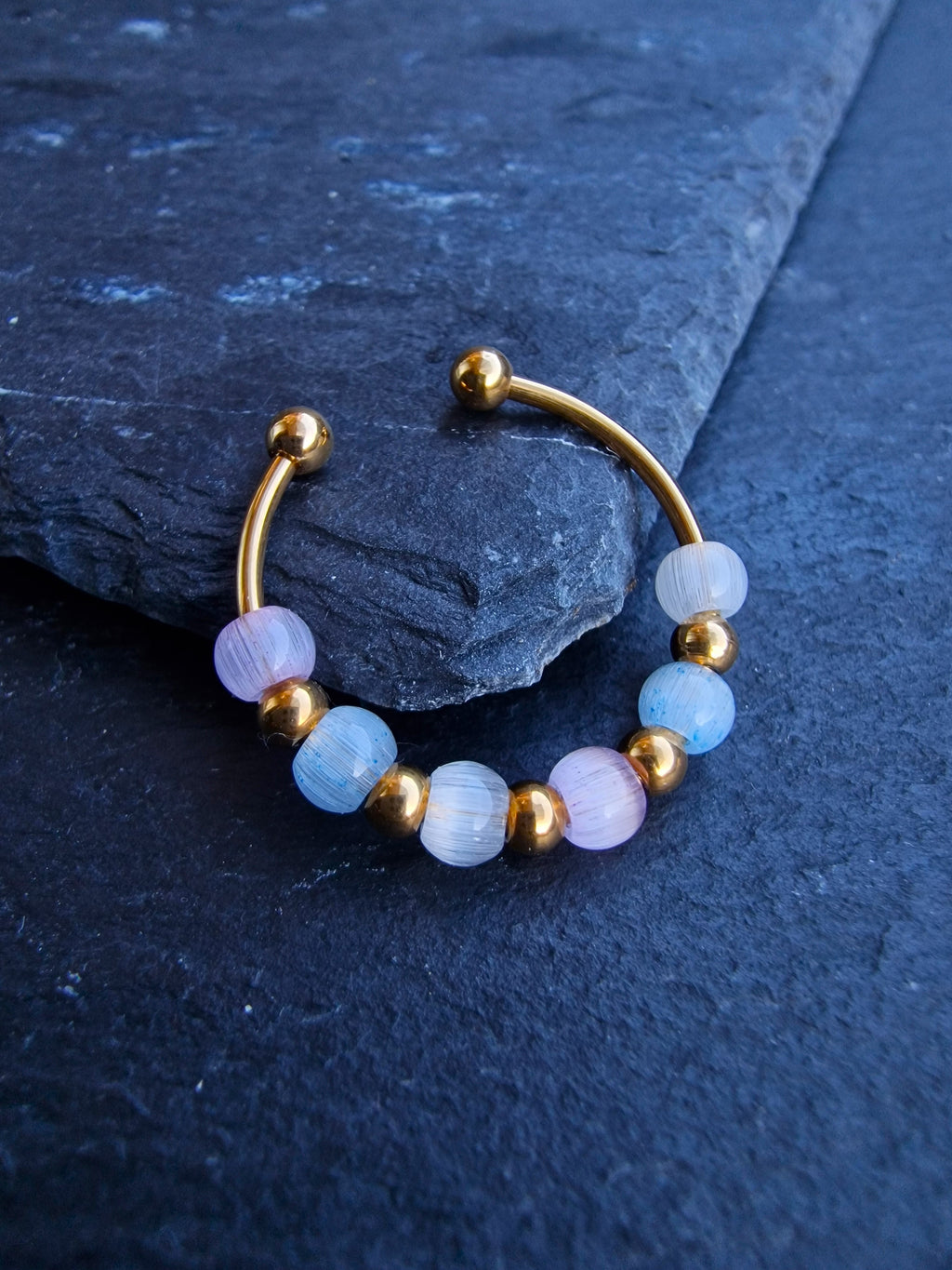 Bague anti-stress « Aurora » • Bague Fidget réglable pour femme • Bague d'anxiété • Perles en verre œil de chat • Idée cadeau pour elle • JoJos Presents