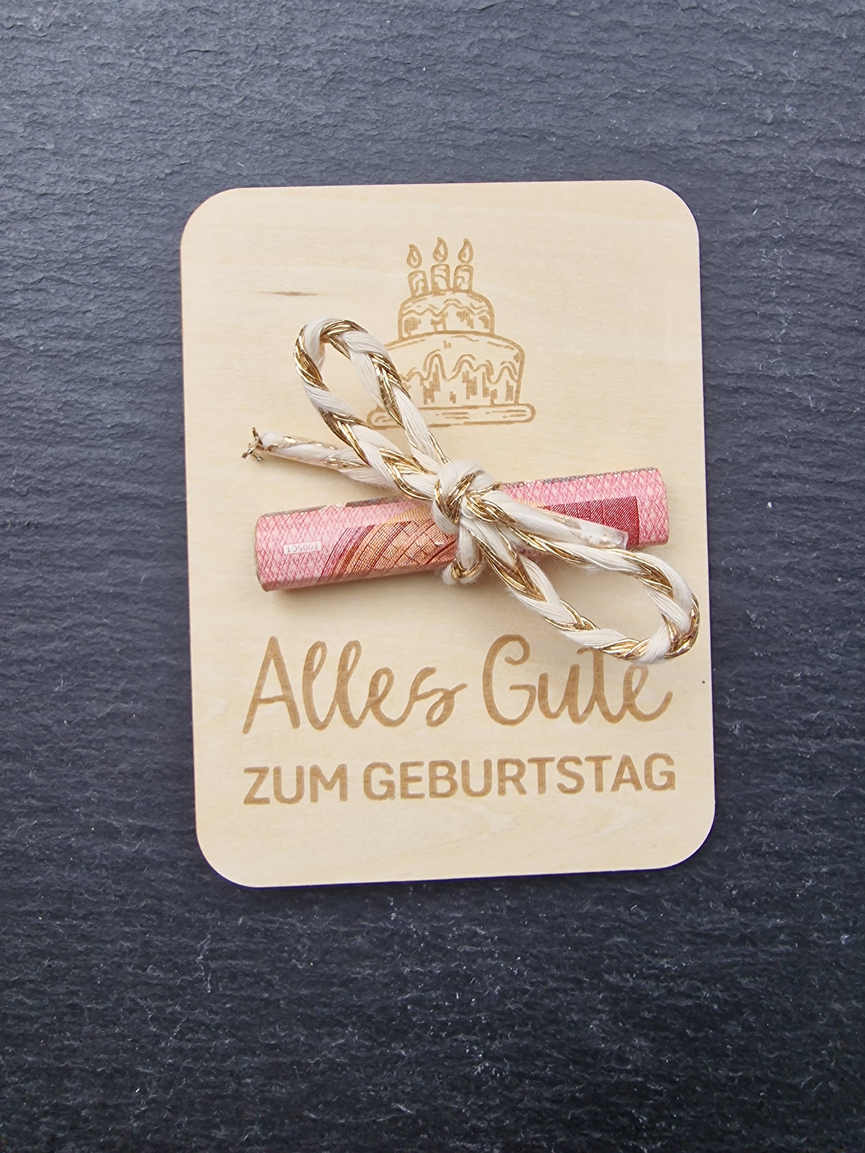 Geburtstags Geldgeschenk aus Holz | Gutscheinhalter Geburtstag | Geldschein Geschenkidee | Alles Gute zum Geburtstag | Klein & liebevoll