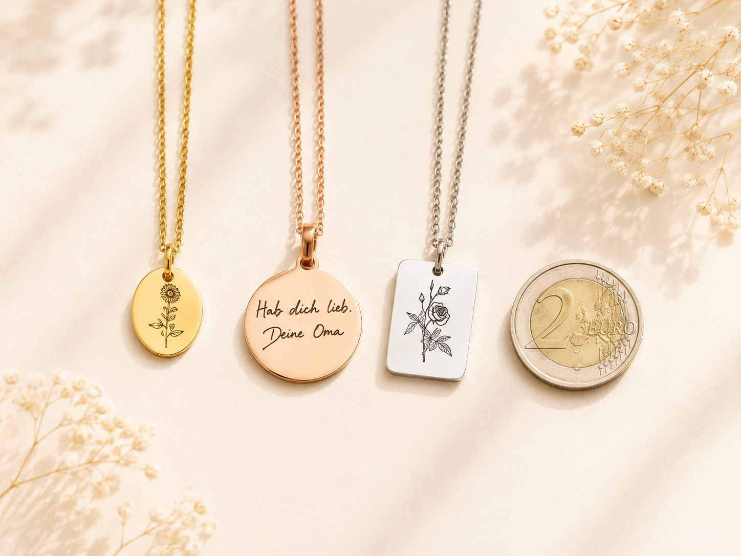 Halskette mit echter Handschrift | Schmuck mit gravierter Handschrift | Individueller Anhänger 22mm | Erinnerungskette | Gedenkkette