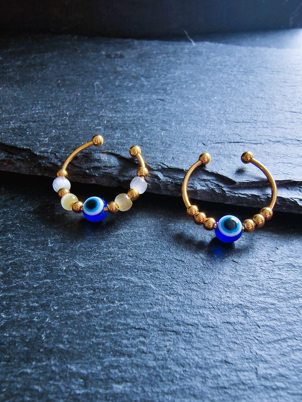 Auge der Fatima • verstellbarer Anti-Stress & Fidget Spinner Ring mit drehbaren Perlen • Nazar Schutzring • Kleines Abschiedsgeschenk • Aura