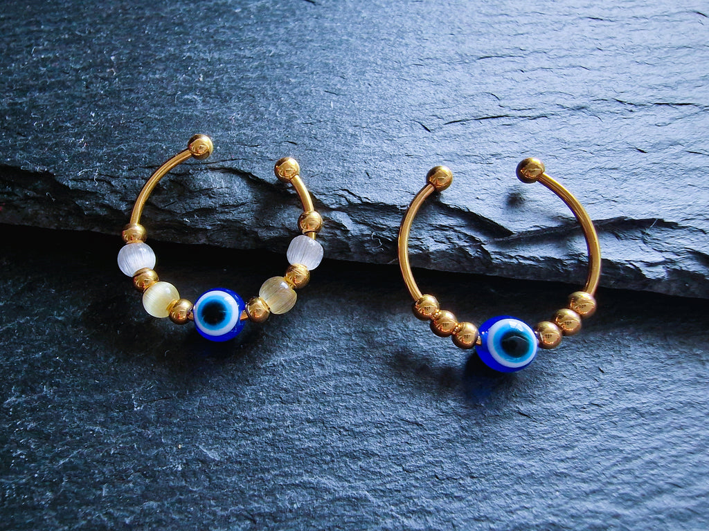 Auge der Fatima • verstellbarer Anti-Stress & Fidget Spinner Ring mit drehbaren Perlen • Nazar Schutzring • Kleines Abschiedsgeschenk • Aura