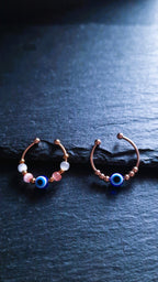 Auge der Fatima • verstellbarer Anti-Stress & Fidget Spinner Ring mit drehbaren Perlen • Nazar Schutzring • Kleines Abschiedsgeschenk • Aura
