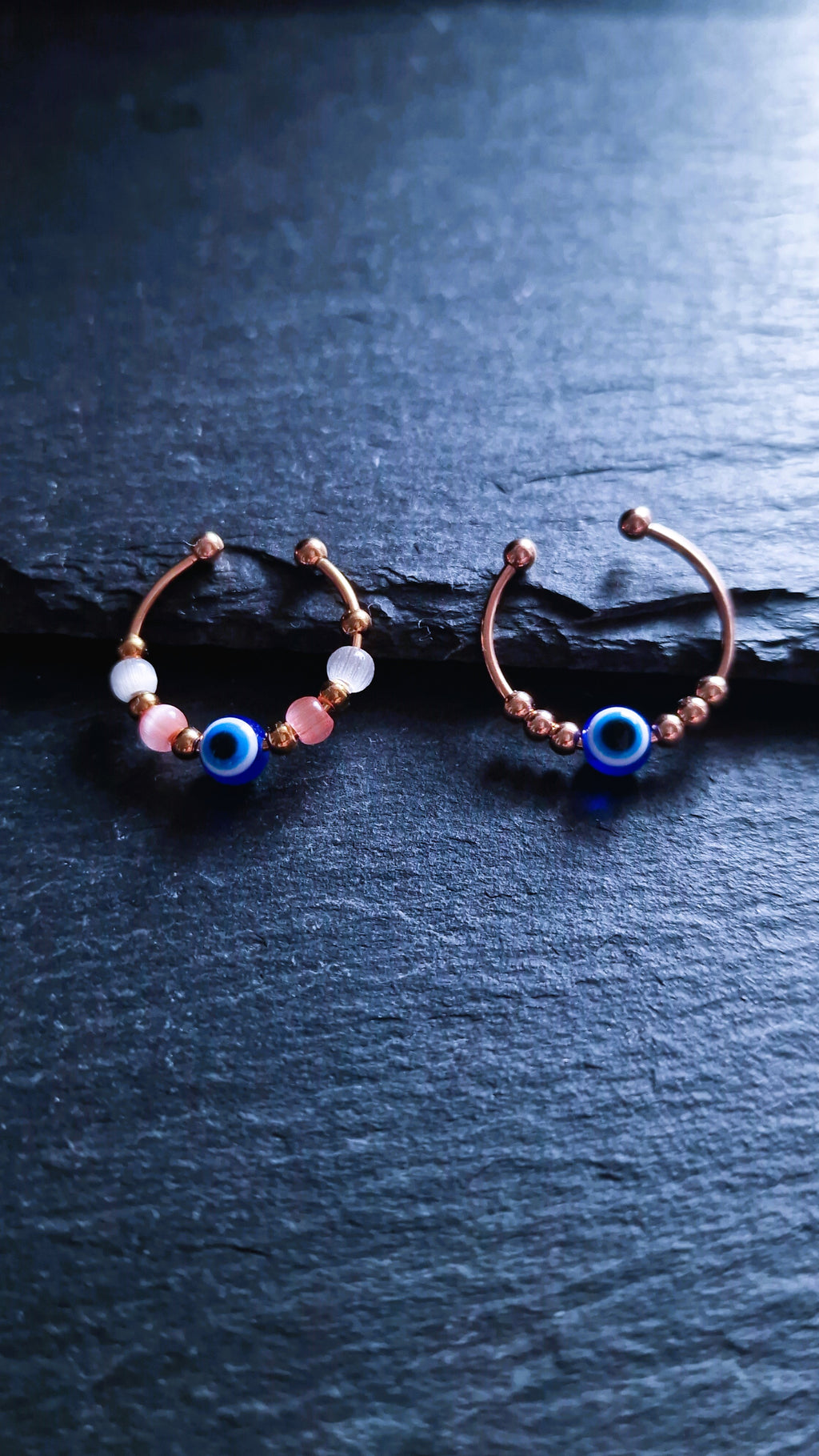 Auge der Fatima • verstellbarer Anti-Stress & Fidget Spinner Ring mit drehbaren Perlen • Nazar Schutzring • Kleines Abschiedsgeschenk • Aura