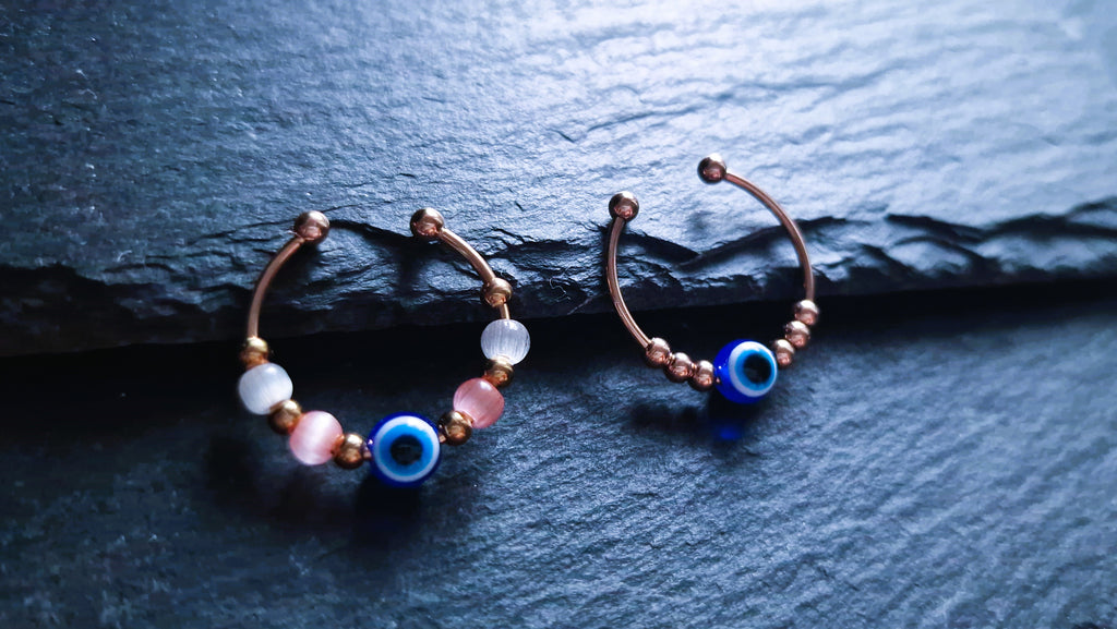 Auge der Fatima • verstellbarer Anti-Stress & Fidget Spinner Ring mit drehbaren Perlen • Nazar Schutzring • Kleines Abschiedsgeschenk • Aura