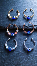 Auge der Fatima • verstellbarer Anti-Stress & Fidget Spinner Ring mit drehbaren Perlen • Nazar Schutzring • Kleines Abschiedsgeschenk • Aura