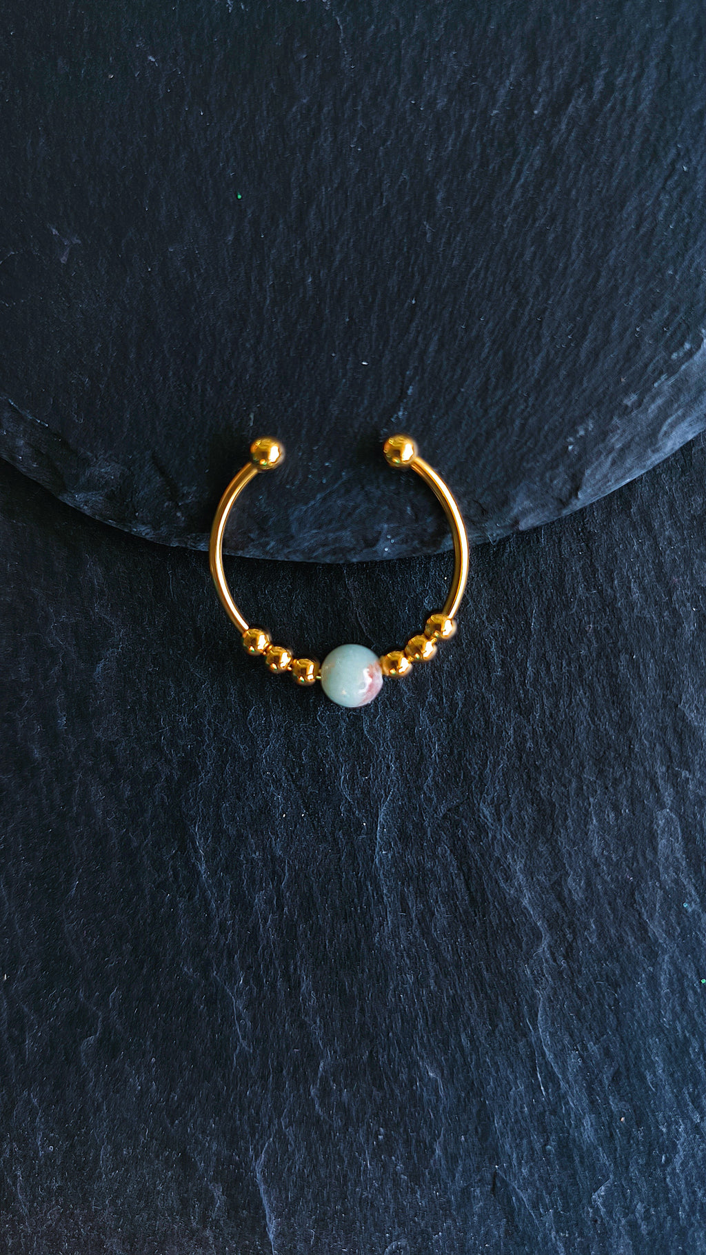 Spiritual Fidget Ring with Stone - Adjustable Stress Ring for Grounding & Inner Balance | Mother's Day Gift Idea | Soul