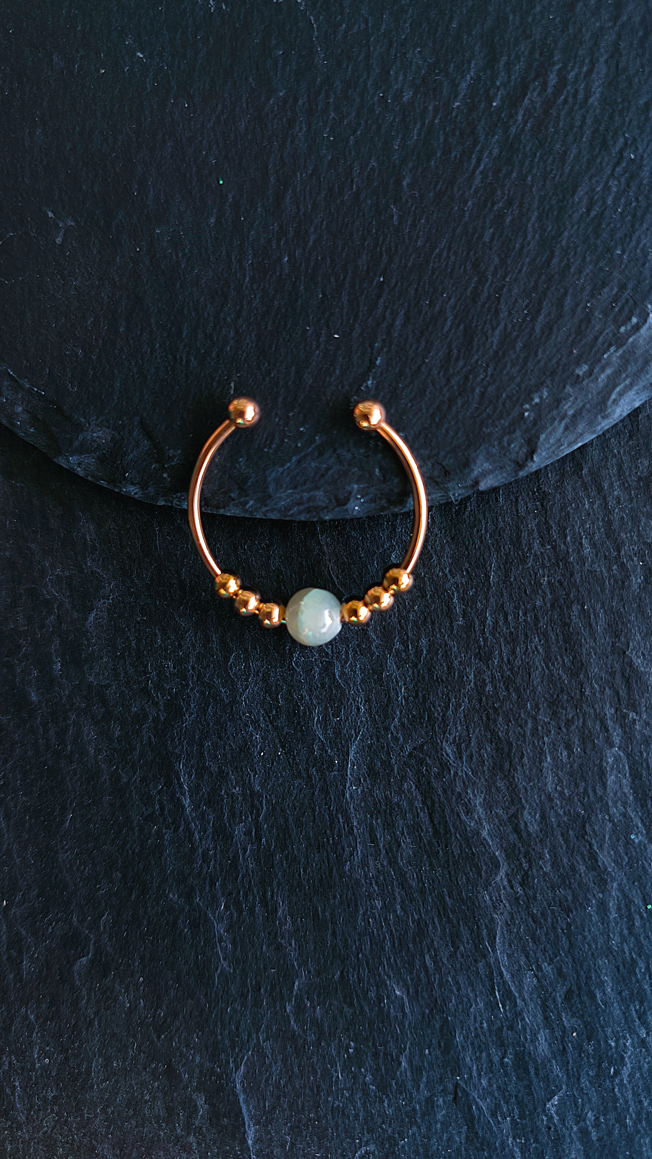 Spiritual Fidget Ring with Stone - Adjustable Stress Ring for Grounding & Inner Balance | Mother's Day Gift Idea | Soul