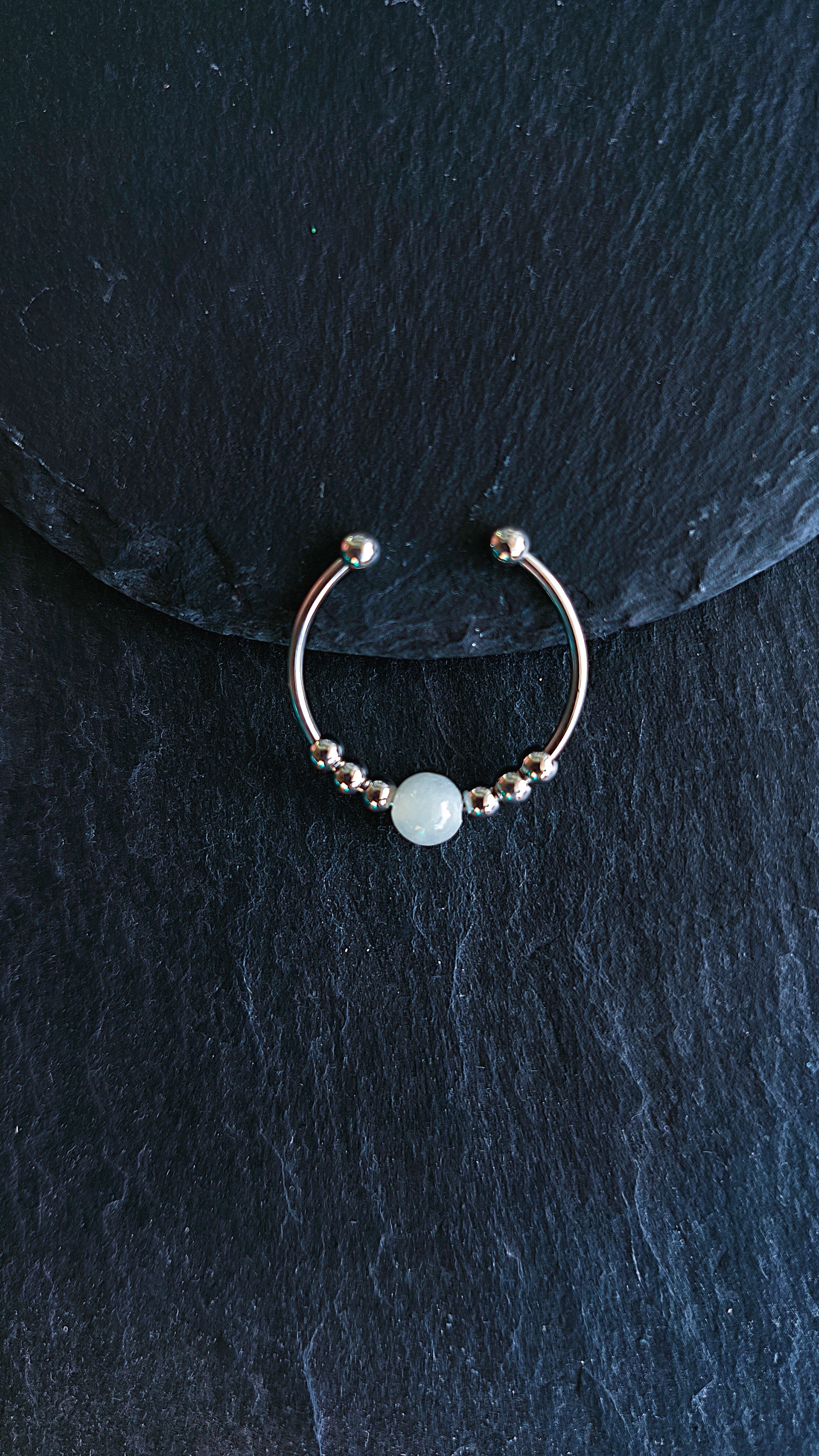 Spiritual Fidget Ring with Stone - Adjustable Stress Ring for Grounding & Inner Balance | Mother's Day Gift Idea | Soul