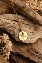 Geburtsblumen Anhänger rund 22mm personalisiert – Edelstahl (Silber/Gold/Roségold) | Geburtstag Geschenk