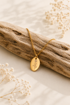 Geburtsblumen Anhänger Oval personalisiert – Edelstahl (Silber/Gold/Roségold) | Geburtstag Geschenk