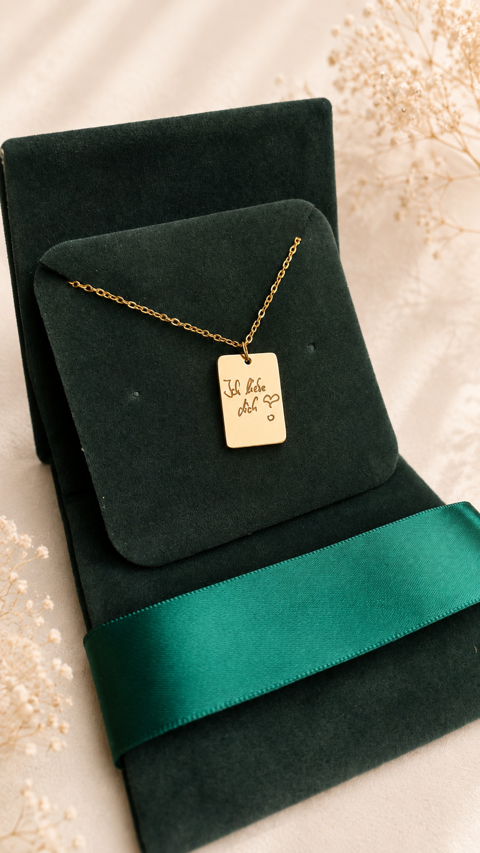 Personalisierte Handschrift Kette – Rechteck Anhänger mit Gravur | Geschenk für Mama oder Papa | Erinnerung Schmuck